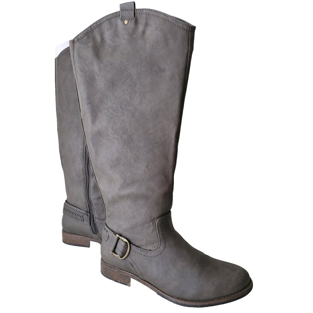 G.H. Bass & Co. Adrina Knee High Leather Riding Boots Gray Brown Wide Calf W 9M - Picture 2 of 16